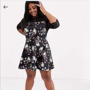 asis simply be floral skater dress with lace details US 14